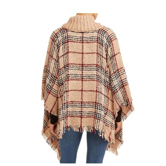 Time And Tru Plaid Turtleneck Poncho Sweater | Fall Cozy Style | Size L/XL - Picture 10 of 15